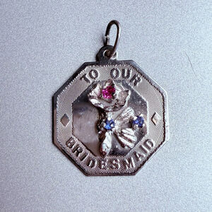 Sterling Silver 925 To Our Bridesmaid Wedding Real Ruby Sapphire Charm Pendant